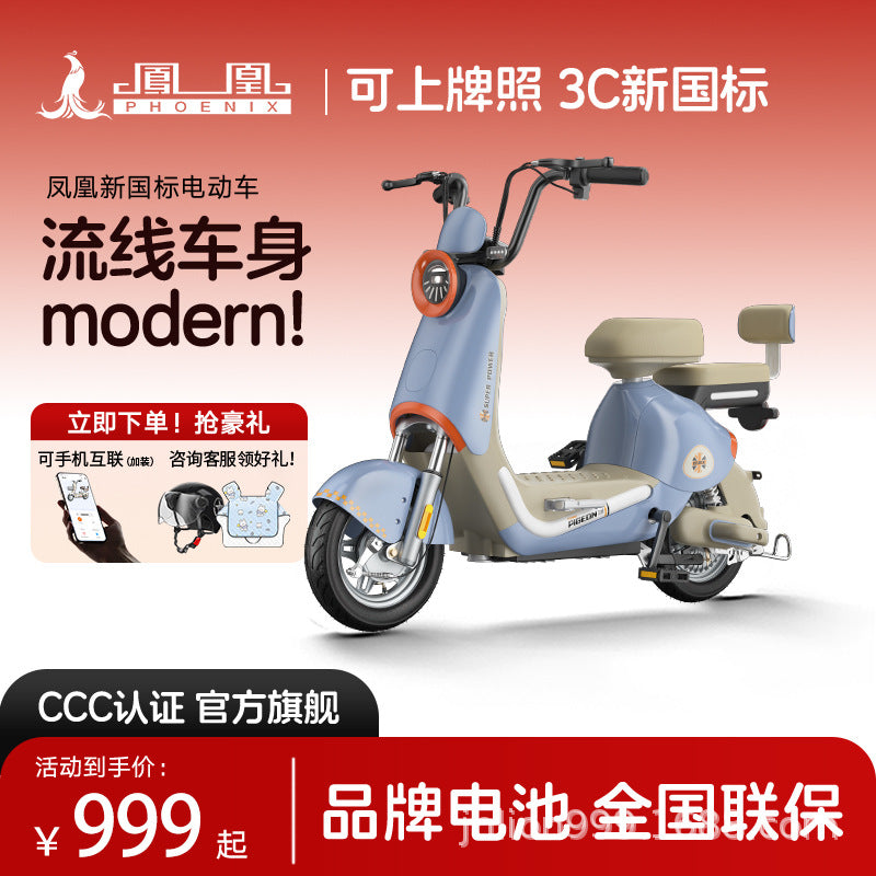 Phoenix New National Standard Electric Vehicle Blue Excellent Electric Bicycle Can Be Registered Offline Physical Same Model Electric Bicycle
