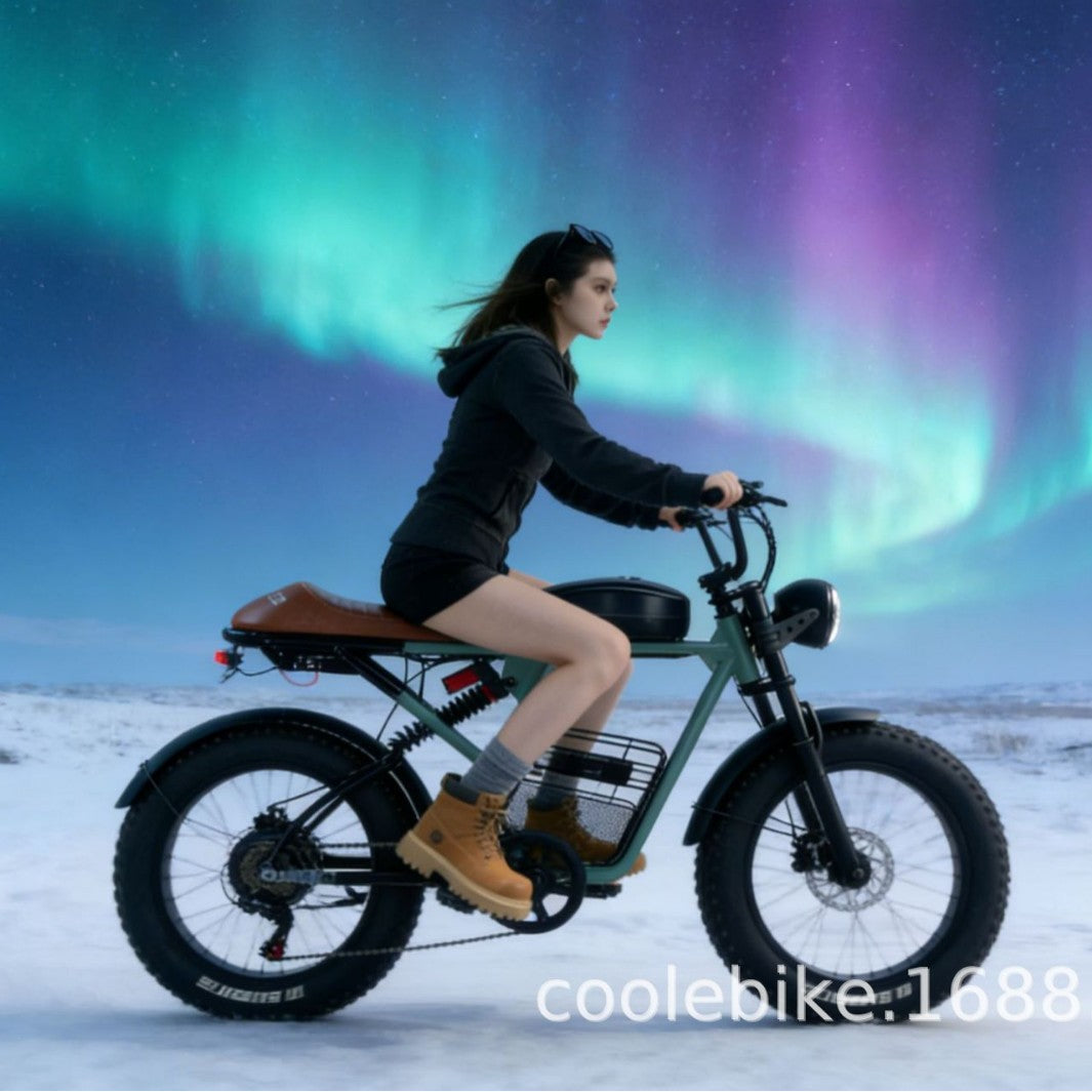 Super73 Snow off-Road Fat Tire Electric Bicycle 20-Inch Thick Tire Retro off-Road Small Outdoor Snowmobile