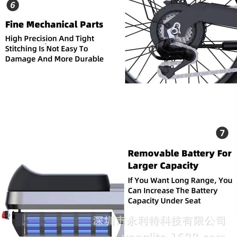 20-Inch Fat Tire Snow Electric Bicycle, Battery-Powered Vehicle, Aluminum Alloy Lithium Battery Electric Vehicle, Cross-Border Export Off-Road Vehicle