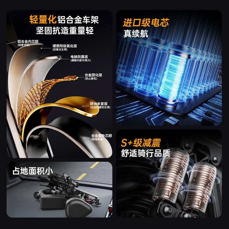 Source Factory New National Standard Folding Electric Bicycle Long-Range Electric Vehicle Driving Lithium Battery Moped
