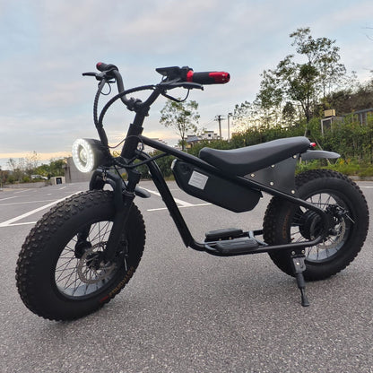 16inch Retro Wide Tire Electric Two-Wheeler Snow Off-Road Beach Lithium Battery Motorcycle Cross-Border Foreign Trade Manufacturer Wholesale