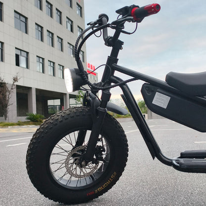 16inch Retro Wide Tire Electric Two-Wheeler Snow Off-Road Beach Lithium Battery Motorcycle Cross-Border Foreign Trade Manufacturer Wholesale