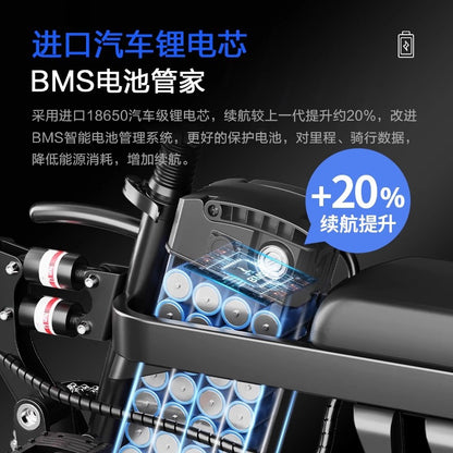 Source Factory Folding Electric Bicycle New National Standard Ultra-Light Driving Scooter Power-Assisted Lithium Battery Electric Vehicle
