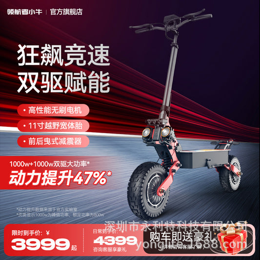 Cross Border Export 11inch Super Power Lithium Battery Folding Electric Scooter Dual Drive Off Road Electric Scooter