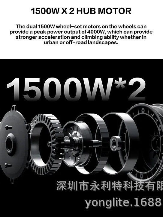 New Folding Scooter with Dual Drive, 1500W High Power, Aluminum Alloy Electric Scooter, Foldable Electric Vehicle for Riding
