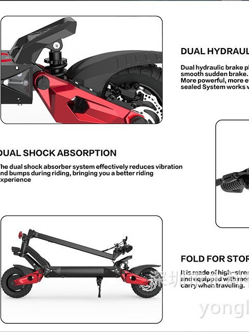 New Folding Scooter with Dual Drive, 1500W High Power, Aluminum Alloy Electric Scooter, Foldable Electric Vehicle for Riding