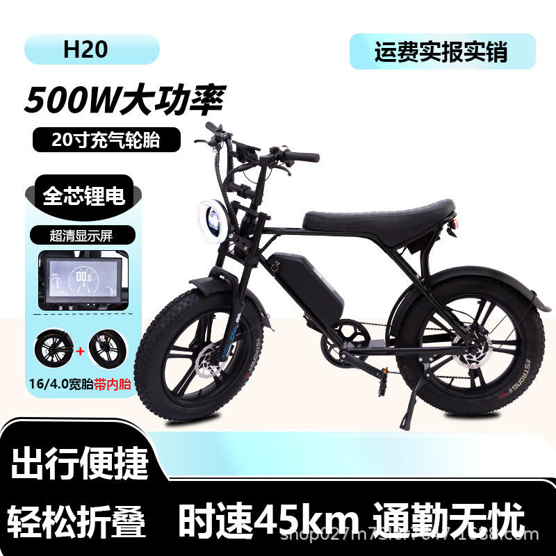 Cross-Border Electric Bicycle Factory Wholesale 20-Inch Lithium Battery Long Endurance Electric Moped off-Road Snow ATV