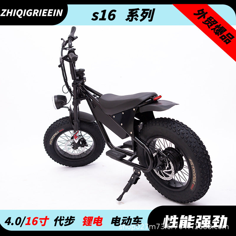L Cross-Border E-Commerce Export 16-Inch Electric Snow Stroller Fat Tire Lithium Electric Bicycle Mini Electric Snowmobile