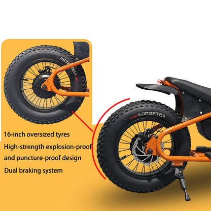 16inch Retro Wide Tire Electric Bicycle Snow Off-Road Beach Lithium Battery Moped Cross-Border Foreign Trade Manufacturer Wholesale