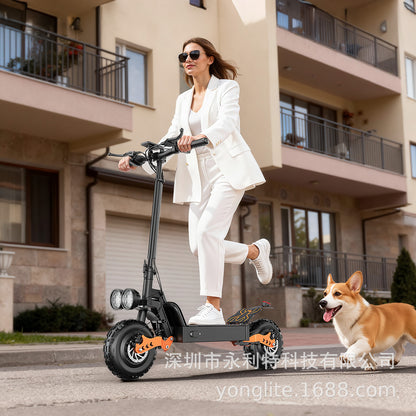 Cross-Border Wholesale Portable Mobility Scooter Scooter Dual-Drive Folding Off-Road Electric Scooter for Adults