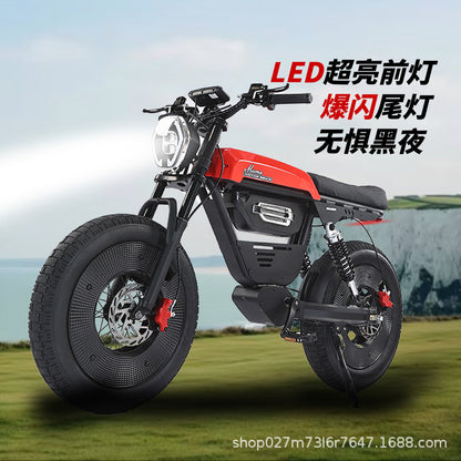 Cross-Border Manufacturers Wholesale 20-Inch Lithium Battery Long Endurance Retro Car Electric Moped Commuter off-Road Snow Beach