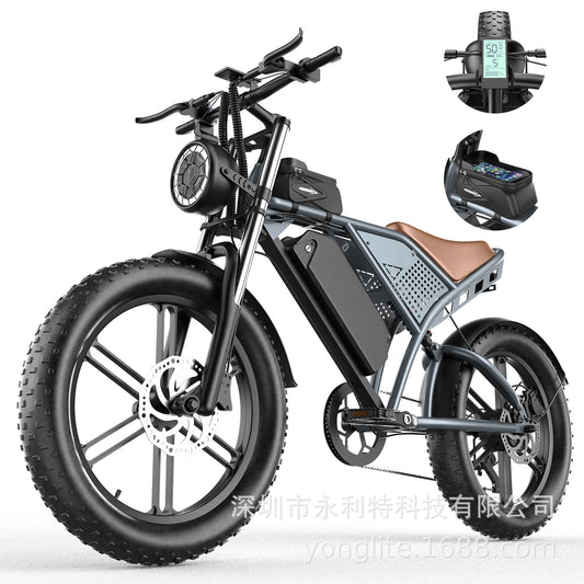 New retro 20 inch fat tire snow electric bicycle cross-country beach buggy foreign trade wholesale U.S. overseas warehouse