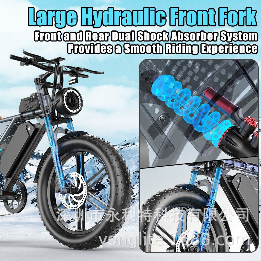 New retro 20 inch fat tire snow electric bicycle cross-country beach buggy foreign trade wholesale U.S. overseas warehouse