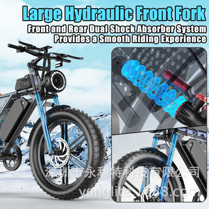 New retro 20 inch fat tire snow electric bicycle cross-country beach buggy foreign trade wholesale U.S. overseas warehouse
