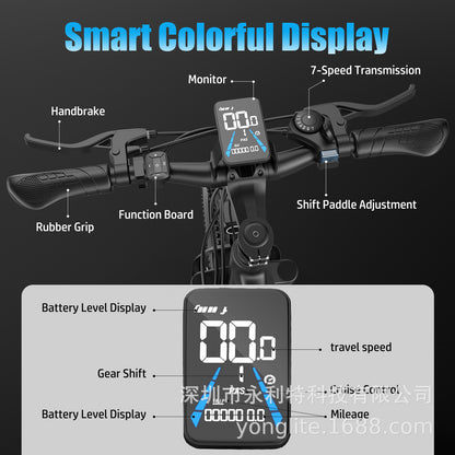 Factory Direct Sales 26inch Light 55Km Lithium Battery Mountain-Assisted Electric Bicycle Adult 7-Speed Electric Bicycle