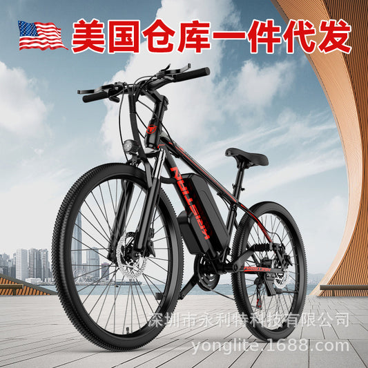 Factory Direct Sales 26inch Mountain Power-Assisted Electric Bicycle Lithium Battery Off-Road 21 Variable Speed Hot-Selling Youth Electric Bicycle