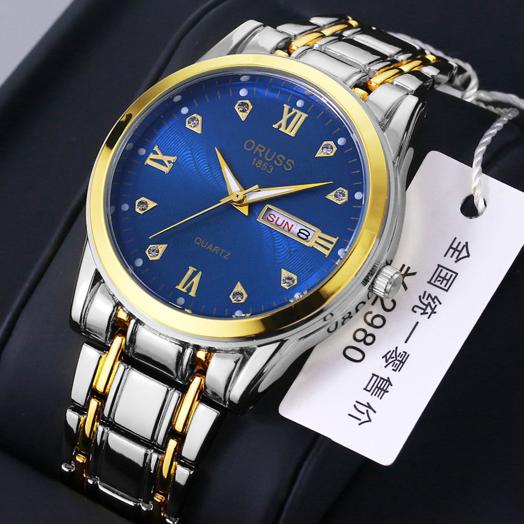 Counter Automatic Movement Watch Men's Calendar Luminous Waterproof Ultra-thin Non-mechanical Watch Steel Domestic Watch Men
