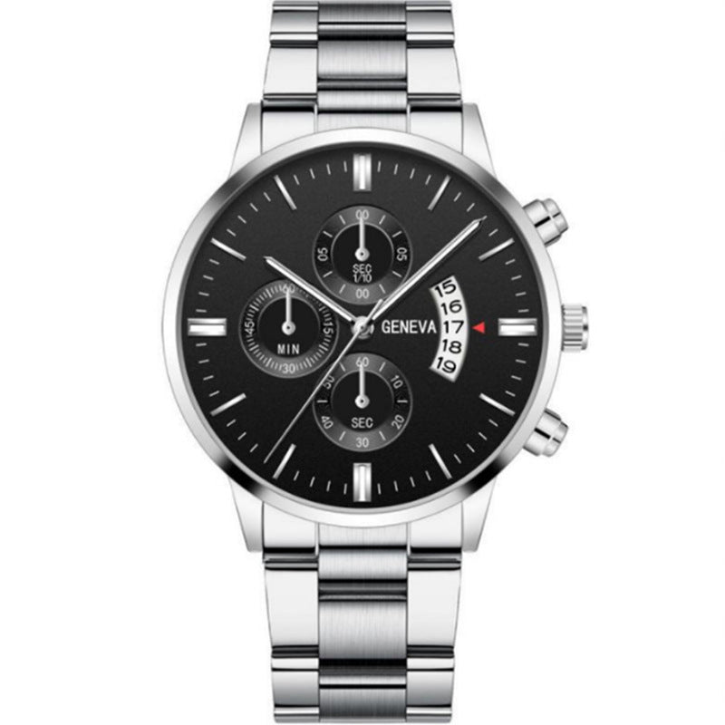 Factory direct sales calendar steel watch men's large dial quartz watch cross-border hot foreign trade men's watches wholesale