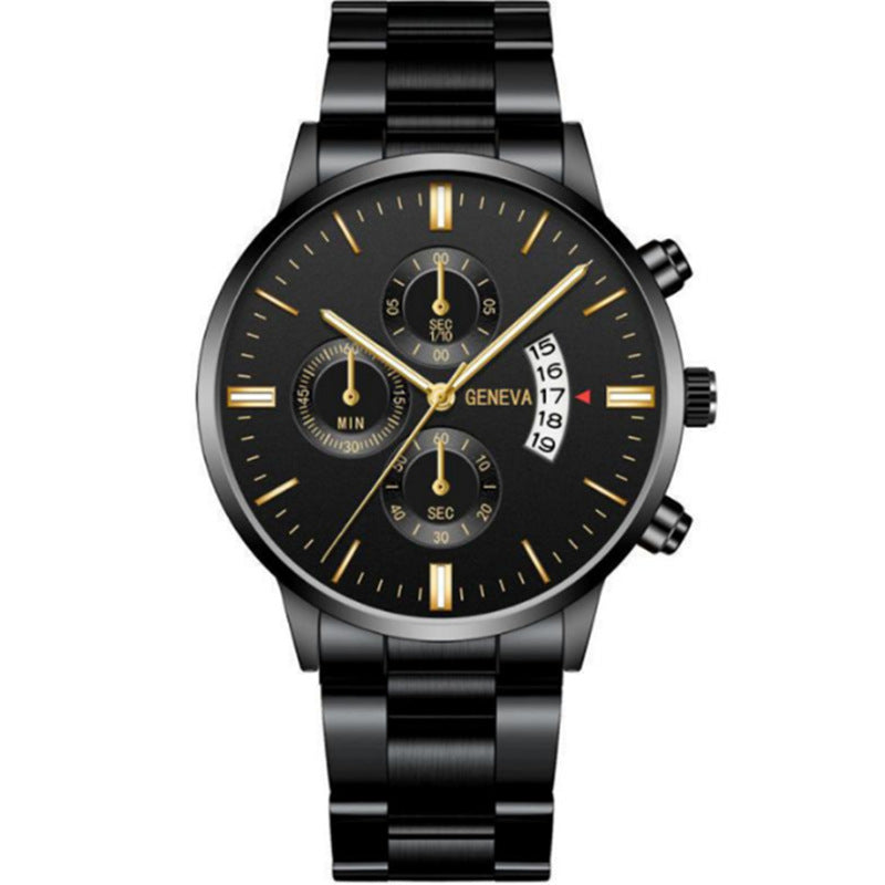 Factory direct sales calendar steel watch men's large dial quartz watch cross-border hot foreign trade men's watches wholesale