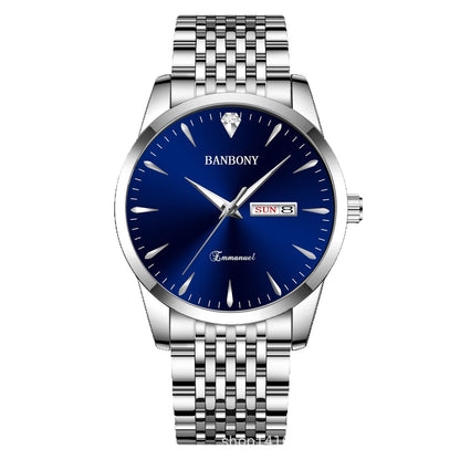 Watch Men's Double Calendar Diamond Luminous Waterproof Simple Thin in stock Daifa Spelling Duoduo Shake Voice Live Video
