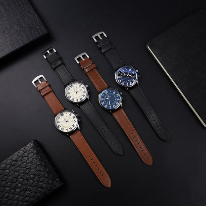 Popular Fashion Business Belt Simple Men's Watch Men's Casual Retro Digital Dial Student Quartz Watch Wholesale