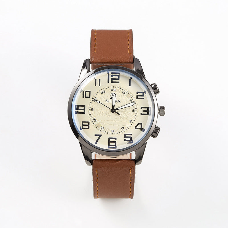 Popular Fashion Business Belt Simple Men's Watch Men's Casual Retro Digital Dial Student Quartz Watch Wholesale