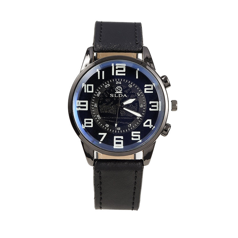 Popular Fashion Business Belt Simple Men's Watch Men's Casual Retro Digital Dial Student Quartz Watch Wholesale