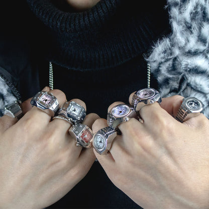 [Ring watch] new hot creative alloy shell finger watch lovers foreign trade new men and women manufacturers direct batch
