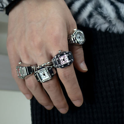 [Ring watch] new hot creative alloy shell finger watch lovers foreign trade new men and women manufacturers direct batch