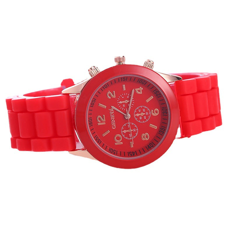 in stock Geneva Geneva Silicone Watch Women's Korean Style Fashion Beautiful Color Jelly Student Casual Watch