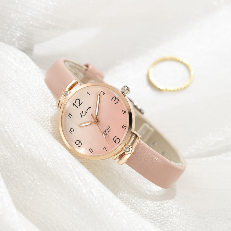 Card Mystery ins Style Student Watch Women's Harajuku Simple Gradient Thin Strap Waterproof Electronic Quartz Watch for Junior High School