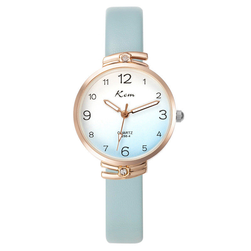 Card Mystery ins Style Student Watch Women's Harajuku Simple Gradient Thin Strap Waterproof Electronic Quartz Watch for Junior High School