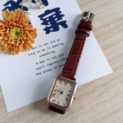 New Style Women's Watch Temperament Retro Roman Blue Needle Scale Design Simple Fashion Square Watch Quartz Watch