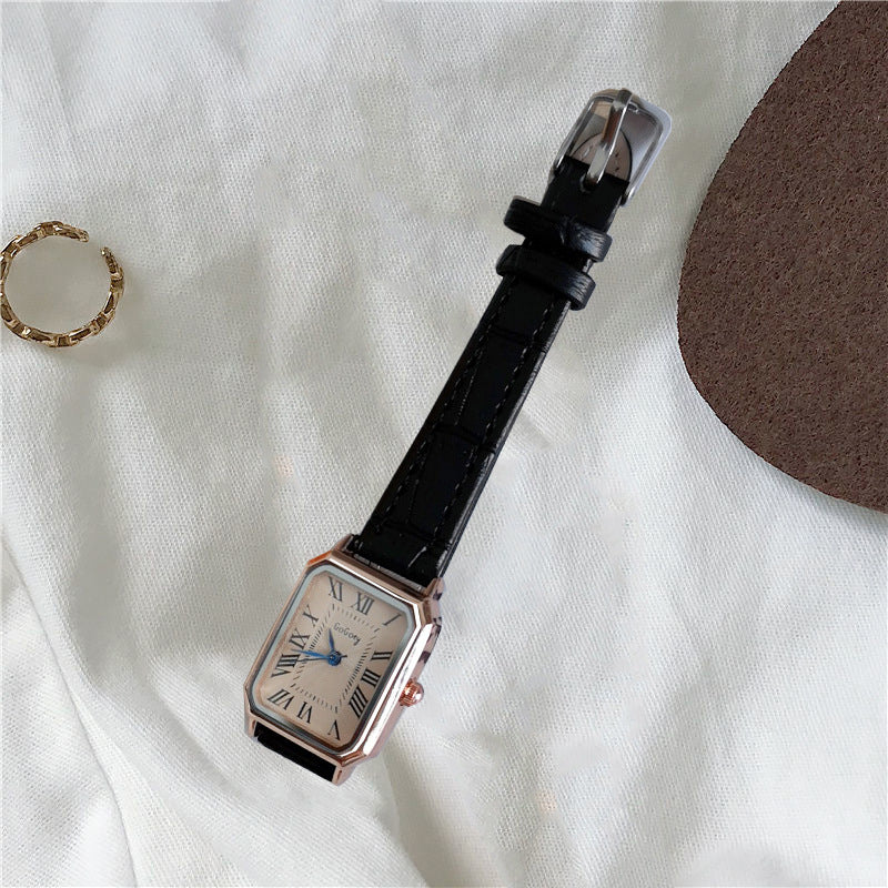 New Style Women's Watch Temperament Retro Roman Blue Needle Scale Design Simple Fashion Square Watch Quartz Watch