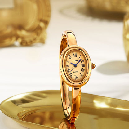 Zido New Watch Women's Rose Gold Accessible Luxury High-End Niche Design Oval Bracelet Women's Watch Hot Style