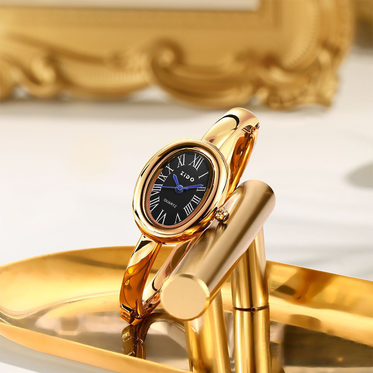 Zido New Watch Women's Rose Gold Accessible Luxury High-End Niche Design Oval Bracelet Women's Watch Hot Style