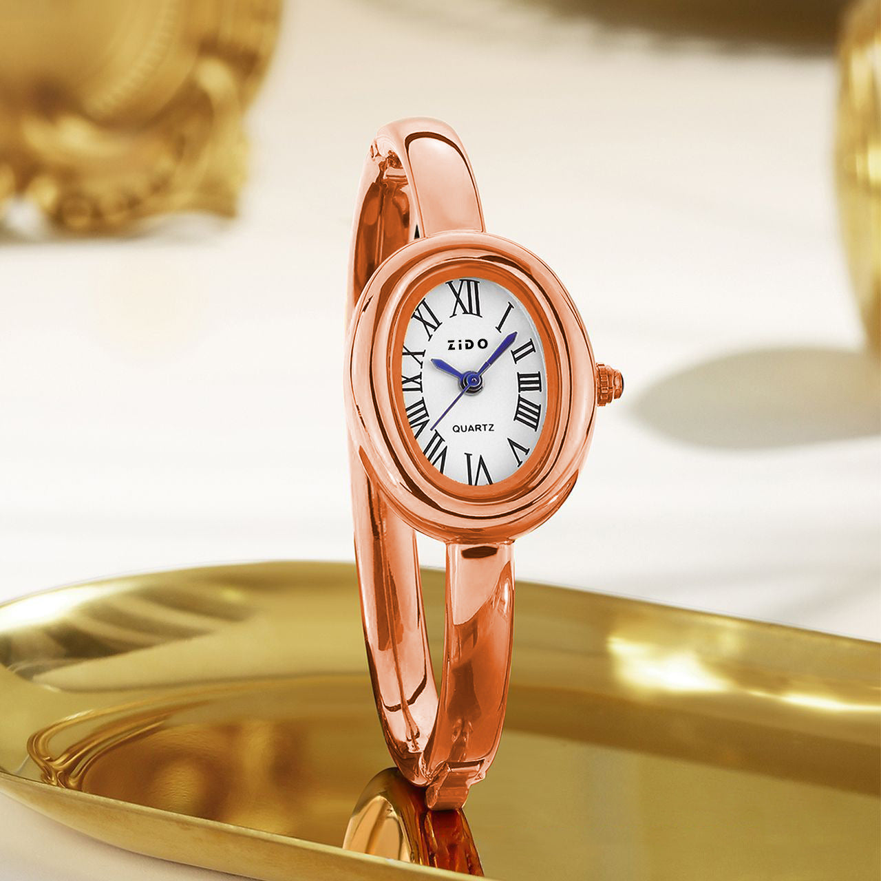 Zido New Watch Women's Rose Gold Accessible Luxury High-End Niche Design Oval Bracelet Women's Watch Hot Style