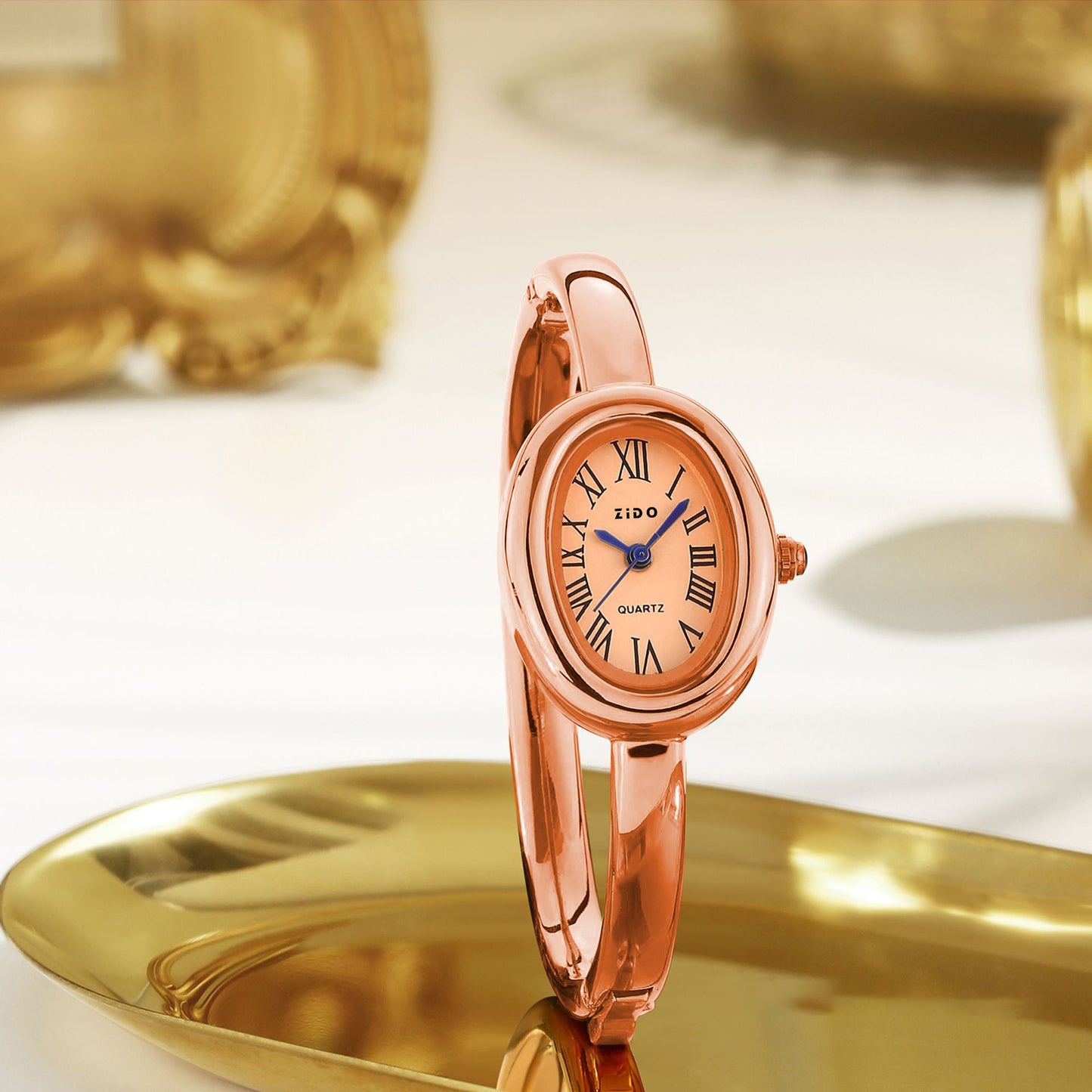 Zido New Watch Women's Rose Gold Accessible Luxury High-End Niche Design Oval Bracelet Women's Watch Hot Style