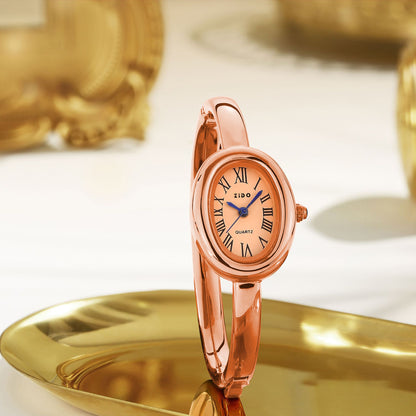 Zido New Watch Women's Rose Gold Accessible Luxury High-End Niche Design Oval Bracelet Women's Watch Hot Style