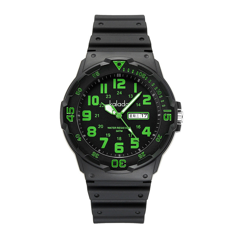 Trendy watches men's sports men's students waterproof anti-fall boys double calendar watch generation box link