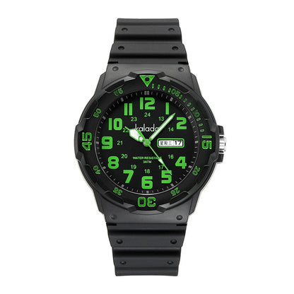 Trendy watches men's sports men's students waterproof anti-fall boys double calendar watch generation box link
