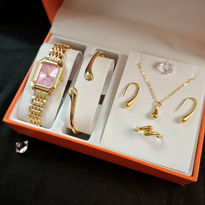 New Trendy Square Women's Quartz Watch Fashion Steel Band Women's Wristwatch Wholesale from Manufacturer in Stock