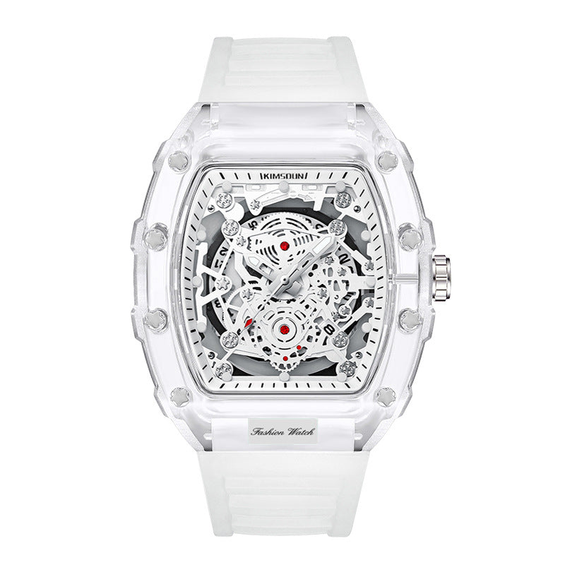 Foreign Trade Cross-Border Watch Personalized Barrel-Shaped Quartz Watch Fashionable Transparent Men's Watch Wholesale Waterproof Watch Watch