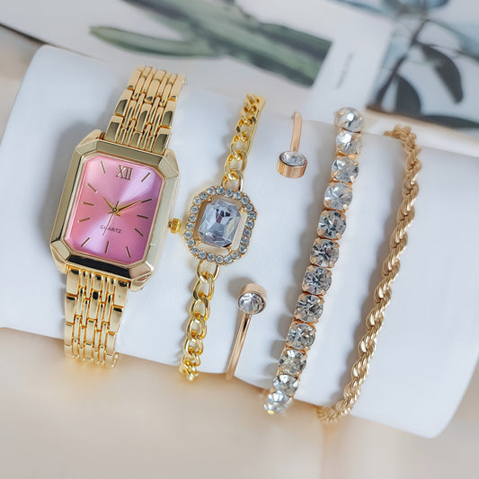 2025 New Light Luxury Steel Band Women's Watch Female Student Fashion Simple Square Quartz Watch Wholesale