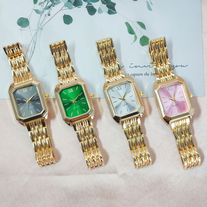2025 New Light Luxury Steel Band Women's Watch Female Student Fashion Simple Square Quartz Watch Wholesale
