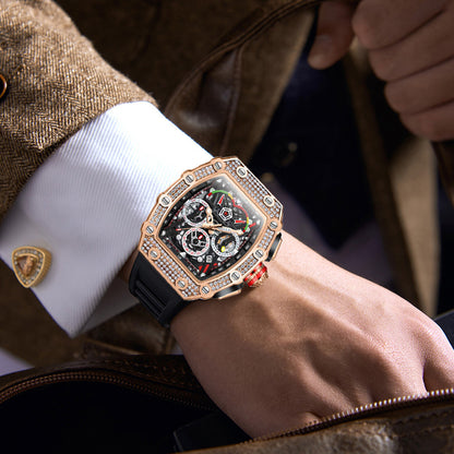 Cross-border new style ONOLA diamond multi-functional fashion waterproof quartz men's watch silicone with watch