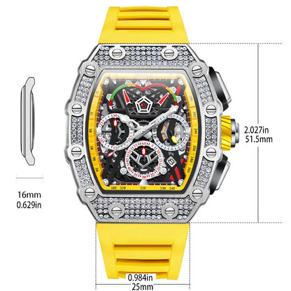 Cross-border new style ONOLA diamond multi-functional fashion waterproof quartz men's watch silicone with watch