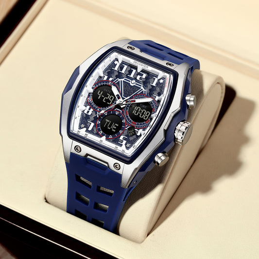 Cross-Border Popular Multifunctional Fashion Sports Large Dial Hollow Luminous Waterproof Men's Barrel Men's Watch Men's Watch
