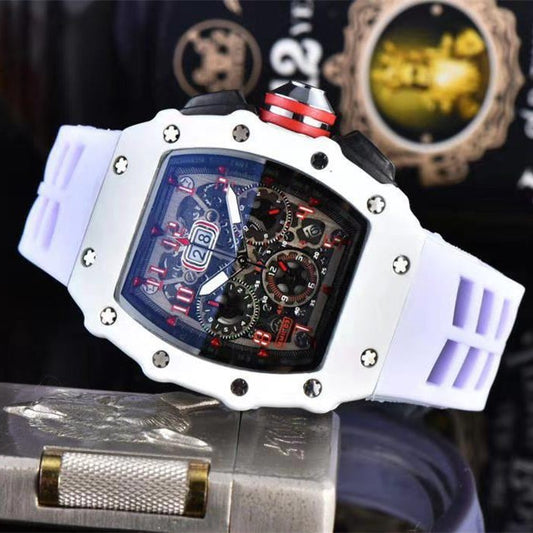 New WISH Hot Selling Fashion Hollow Out h Ghost Head White Silicone Band Quartz Watch High Quality Men's Watch