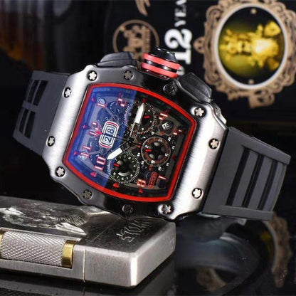 New WISH Hot Selling Fashion Hollow Out h Ghost Head White Silicone Band Quartz Watch High Quality Men's Watch
